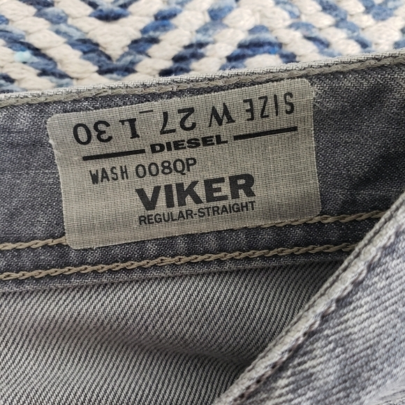 Diesel Men's Viker Regular Straight Fit Jeans size W 27 L 30 Wash 008QP or Gray - Picture 7 of 16